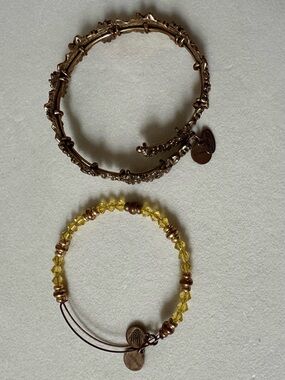 Alex and Ani Gold-Tone Floral Bangle Bracelet